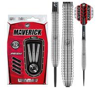 WINMAU Maverick 21-25 Gram Professional Steeltip Tungsten Darts Set with Flights and Stems (Shafts)