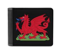 Red Dragon of Wales Slim Leather Men's Wallets with 6 Card Holders Minimalist Billfold Travel Purse