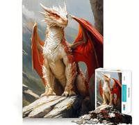 Red Dragon on A Rock Jigsaw Puzzles for Teenagers 1000 Piece Thought Toy Calm Escape Precise Edge Amazing Present (38x26cm)