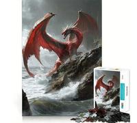 Red Dragon on Cliff Jigsaw 1000 Pieces for Teenagers Strengthen Memory Calm Relax Smooth Edge Amazing Present (38x52cm)