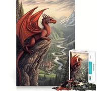 Red Dragon on Mountaintop Puzzles for Adults 1000 Puzzles Strengthen Memory Anxiety Relief Smooth Edge Warm Surprise (38x26cm)