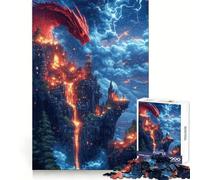 Red Dragon over Burning Cityscape Jigsaw Puzzles for Adults 1000 Piece Logic Toy Stress Release Precision Cut Festival Gift (38x26cm)