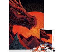 Red Dragon over Mountains with Sun 1000 Piece Jigsaw Puzzles for Adults Improve Overall Mental Performance Mindful Soothing Leisure Game (38x26cm)