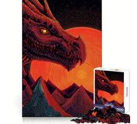 Red Dragon over Mountains with Sun 1000 Piece Jigsaw Puzzles for Teenagers Jigsaw Brain Workout Toy Group Play Art Assembly Classic Gift (38x26cm)