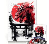 Red Dragon over Torii Gate 1000 Pieces Jigsaws Adults Puzzles Gifts Mind Challenge Toy Easy Leisure Precise Cut (38x52cm)