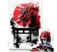 Red Dragon over Torii Gate Jigsaw Puzzles 1000 Pieces for Teenagers Raise Memory Easy Leisure Clean Edge Xmas Surprise (50x75cm)