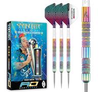 RED DRAGON Peter Wright Diamond Fusion Spectron SE 22g Steel Tip Darts - 90% Tungsten Dart, Parallel Barrel, Rainbow PVD Finish, Nitrotech Shafts & Snakebite Flights, Professional Darts Set