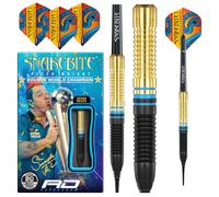 RED DRAGON Peter Wright Snakebite 18G Barrel 20G Full Weight Soft Tip Brass Darts Set with Dart Flights and Dart Shafts (Stems)