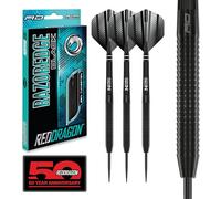RED DRAGON Razor Edge Black Darts Set - 85% Tungsten Professional Steel Tip Darts | 20g, 22g, 23g, 24g, 26g, 28g | Pro Dart Set with Flights & Shafts
