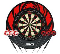 Red Dragon Razor Edge Dart Board Set - Professional Darts and Dartboard - High Performance Triangular Wiring - Includes Darts, Dart board Surround, Flights, Stems & More