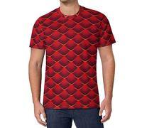 Red Dragon Scale T Shirts Men Graphic Tee Tops M