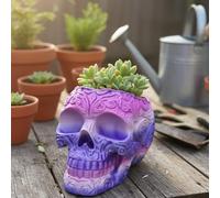 Red Dragon Seeds Rainbow Skull Planter - 3D Printed Decorative Head Pot for Succulents, Cacti & Houseplants - Colourful Gothic Home Décor Vase, Unique Halloween or Day of the Dead Gift (Rainbow 3)