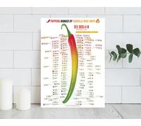 Red Dragon Seeds Scoville Chilli Chart - A2 Laminated with over 120 Chilli Types Listed - Pepper Heat Chart and Scale
