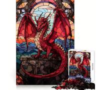 Red Dragon Stained Glass 1000 Pieces Jigsaws Adults Puzzles Brain Workout Toy Soft Relax Image Assembly Lovely Present (50x75cm)