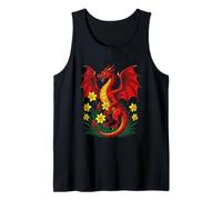 Red Dragon Stood Amongst Daffodils Tank Top