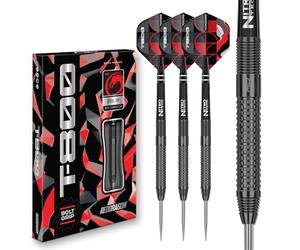RED DRAGON T-800 90% Tungsten Darts Set - Sport-Engineered Milled Grip & Stealth Finish with Hardcore Flights & Nitrotech Stems