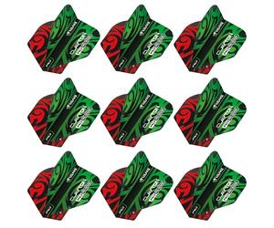 RED DRAGON Yin Yang Double Sided Jonny Clayton Red & Green Standard Dart Flights 3 Sets Per Pack (9 Dart Flights in total)