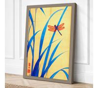 Red Dragonfly Among Reeds Canvas Wall Art Print 30x20 Inch (76 x 51 cm)
