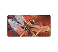 Red Dragonfly Desk Pad Waterproof Writing Mouse Pad Non-Slip Laptop Desk Protector Large Office Desk Mat Computer Keyboard Rubber Mat for Work Home Decor 12" X 24"