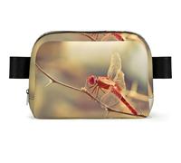 Red Dragonfly Square Fashion Waist Bag with Print,Water-Resistant Twill Fabric,Chest Pack Or Belt Bag, Adjustable Strap 65-120cm for Men Women