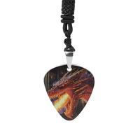Red Dragons Breathing Fire Fashion Guitar Picks Necklace Music Jewellery Personalized Pendant