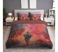Red Duvet Cover - Full 240 x 260 - Soft Lightweight, Machine Washable, Fluffy, Non Iron, Versatile - Realistic Firefighter Oxygen Cylinder Flame Bedding - Duvet Cover Sets For Bedroom