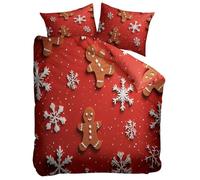 Red Duvet Cover Sets Single 135x200 cm Christmas Snowflakes Festivals 3D Print Bedding Quilt Cover Set With Zipper Closure, Soft Hypoallergenic Microfiber Duvet Cover with 2 Pillowcases