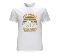 Red Dwarf Jupiter Mining Corporation Vintage Mountain T-Shirt Graphic Tee Printed Top Mens Black Shirt L