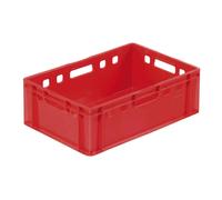 Red E2 Euro Meat Container 60x40x20cm HDPE Food-Safe Stackable Crate
