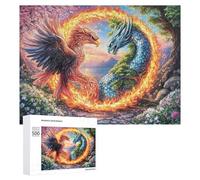 Red Eagle And Blue Dragon Encounter 500 Piece Jigsaw Puzzle for Adults Tabletop Entertainment Focus Improvement Gift for Hobby Lovers 500 PCS