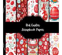 Red Easter Scrapbook Paper, Spring Junk Journal Paper, Egg Decorative Paper, DIY Projects, Origami, Collage Sheets, Decoupage Paper, 10 Designs, Double SIded