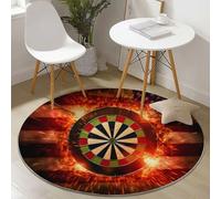 Red Easy to Clean Round Area Rugs, Abstract American Flag Sparks Print Theme Carpet, Low-Pile Home Decoration Carpet with Non-Slip Backing for Living Room Bedroom Bedside Kids Rug, 245 cm