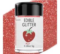 Red Edible Glitter Glimmer Powder for Cakes Drinks - Colaele 5 grams Food Grade Luster Dust Metallic Food Decorating Sprinkle Disco Brew Dust for Cake Decorations Wine Beverage Candy Dessert, Vegan