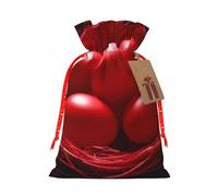 red eggs Printed Christmas Drawstring Bags,S | Reusable Xmas Gift Storage Bags, Red Christmas Ribbon
