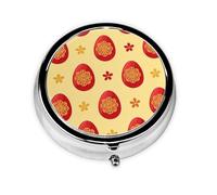 Red Eggs Small Pill Box 3 Compartment Portable Pill Box for Purse Pocket Easter Mini Medicine Organiser for Daily Vitamin Fish Oil Storage