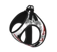 Red Eiffel Tower Splash Pattern Pet Leash Vest For Small Dogs Cats Reflective Adjustable Soft Outdoor Walking Hiking Training