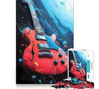 Red Electric Guitar Art Music Hard Jigsaw Puzzle for Adults 1000 Pieces Mind Puzzle Calm Relax Art Assembly (50x75cm)