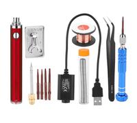 (Red) Electric Soldering Iron Rechargeable Welding Pen Heater Tweezers