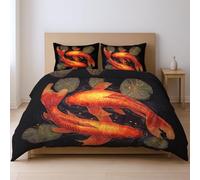 Red Elegant Dynamic Oriental Koi Festive BeddingSet Temperature Regulating Duvet Cover For Children Teenagers And Adults King(86" X 90") Three-Pieces Set With Pillowcases