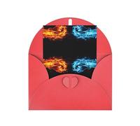 Red Elegant Greeting Card - Ice and Fire Boxing Print Blank Blessed Gold Seals Card for Birthday, Wedding, Valentine's Day