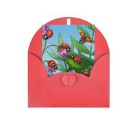 Red Elegant Greeting Card - Ladybug Print Blank Blessed Gold Seals Card for Birthday, Wedding, Valentine's Day