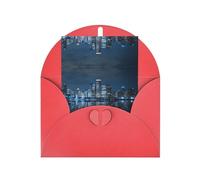 Red Elegant Greeting Card with Matching Envelope â€“ Chicago Reflected Print Blank Blessed for Birthday, Valentine's Day, Wedding