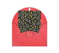 Red Elegant Greeting Card with Matching Envelope â€“ Funny Tennis Racquets and Tennis Balls Print Blank Blessed for Birthday, Valentine's Day, Wedding