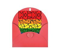 Red Elegant Greeting Card with Matching Envelope - Gay Pride Rainbow Pattern Print Blank Blessed for Birthday, Valentine's Day, Wedding