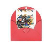 Red Elegant Greeting Cards - Artificial Intelligence Brain Print Blank Blessed Cards for Birthday, Wedding, Valentine's Day