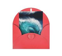 Red Elegant Greeting Cards - Beautiful ocean waves Print Blank Blessed Cards for Birthday, Wedding, Valentine's Day