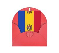 Red Elegant Greeting Cards with Matching Envelopes â€“ Flag of Moldova Print Blank Blessed for Birthday, Wedding, Valentine's Day