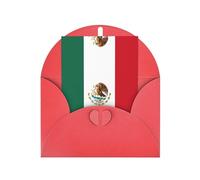 Red Elegant Greeting Cards with Matching Envelopes - Flag of Mexico Print Blank Blessed for Birthday, Wedding, Valentine's Day