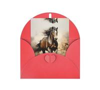 Red Elegant Greeting Cards with Matching Envelopes - Western Horse Print Blank Blessed for Birthday, Wedding, Valentine's Day