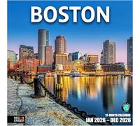 RED EMBER Boston 2026 Wall Calendar 12 Month | 12" x 24" Open | Thick & Sturdy Paper | Giftable | Calendar 2026